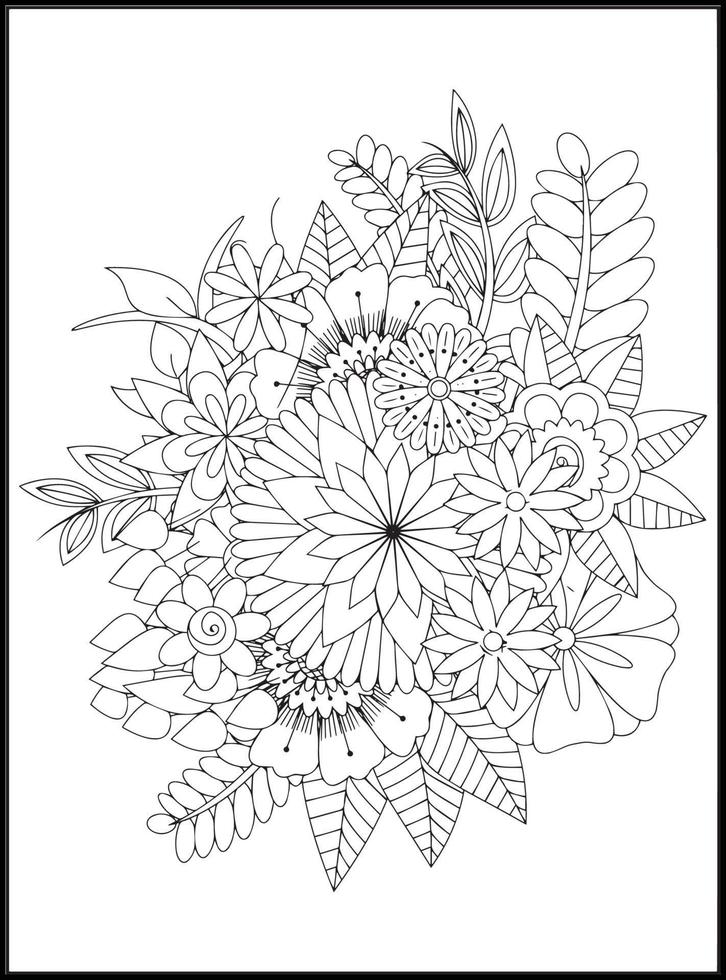Doodles Flowers Coloring Pages vector