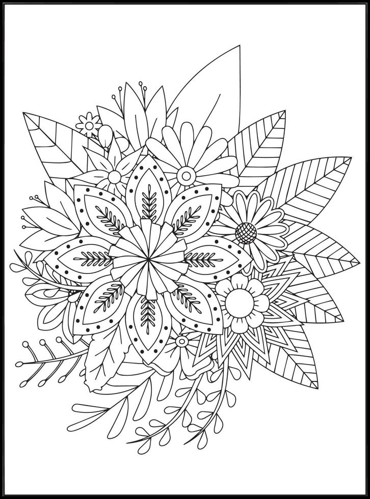 Doodles Flowers Coloring Pages vector