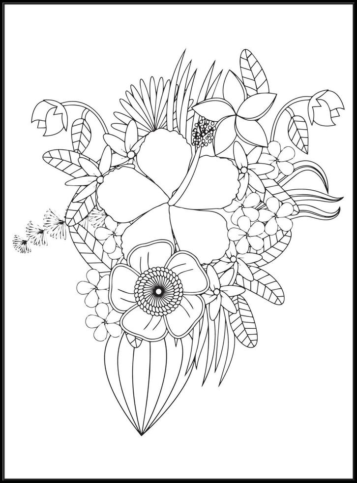 Doodles Flowers Coloring Pages vector