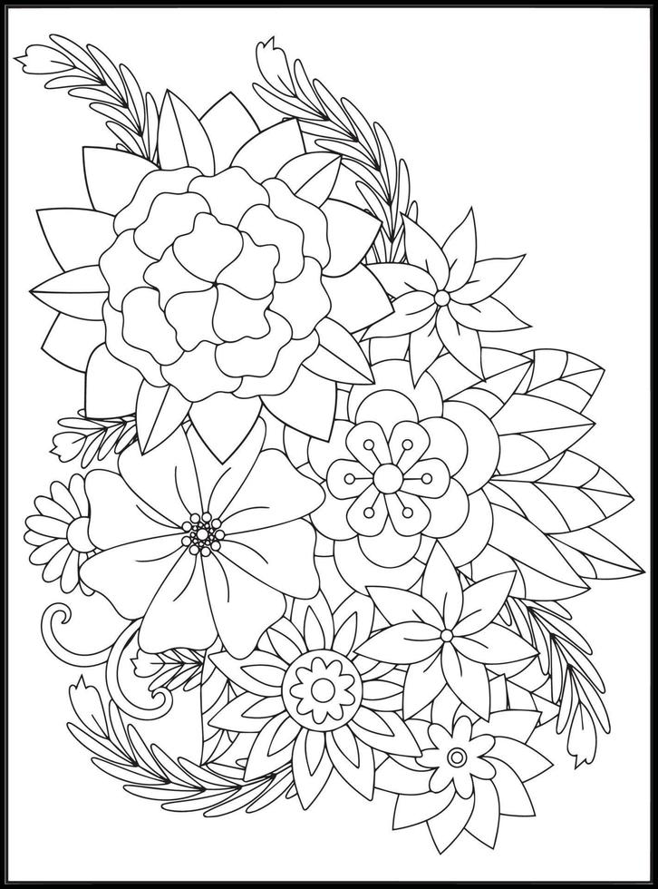 garabatos flores para colorear vector