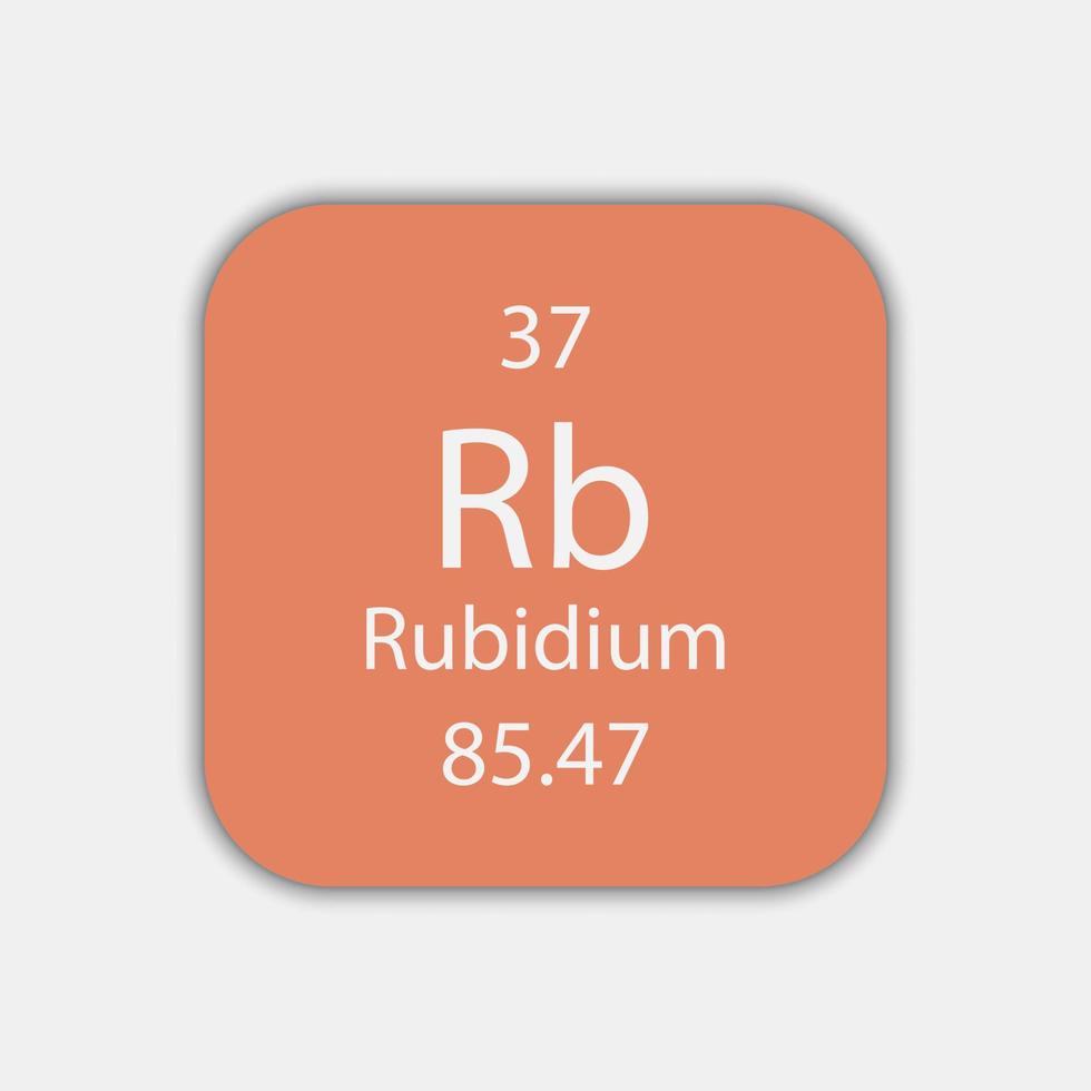 Rubidium symbol. Chemical element of the periodic table. Vector illustration.