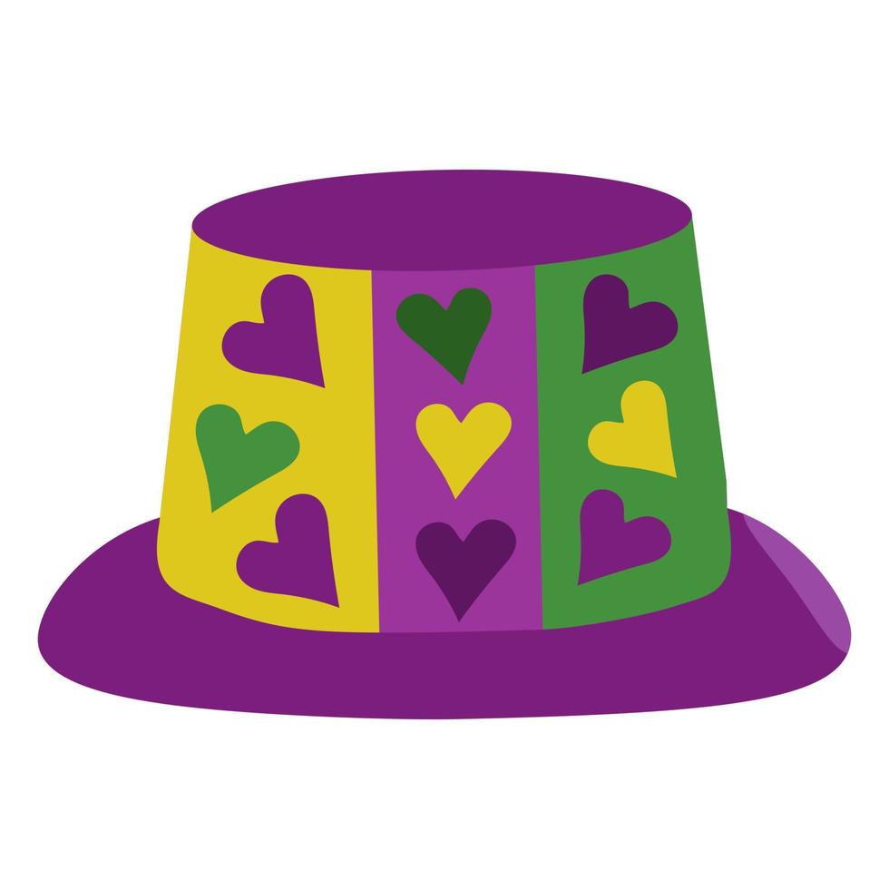 Masquerade Hat for Mardi Gras Party Design with hearts in vector