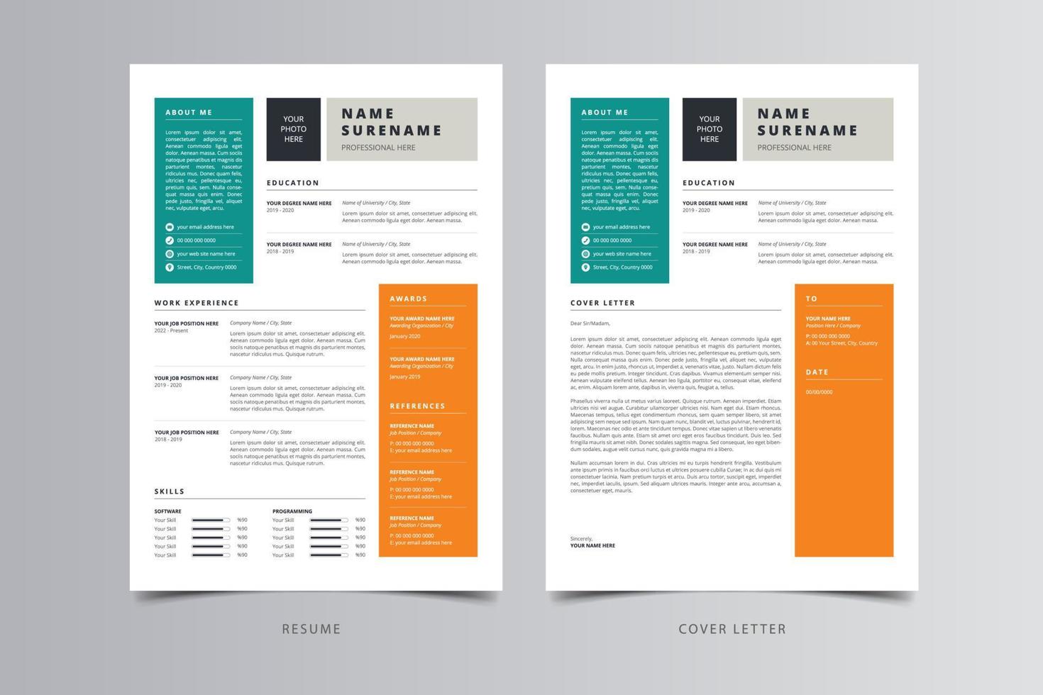 Resume Template, Professional Modern Resume Template, CV Template vector