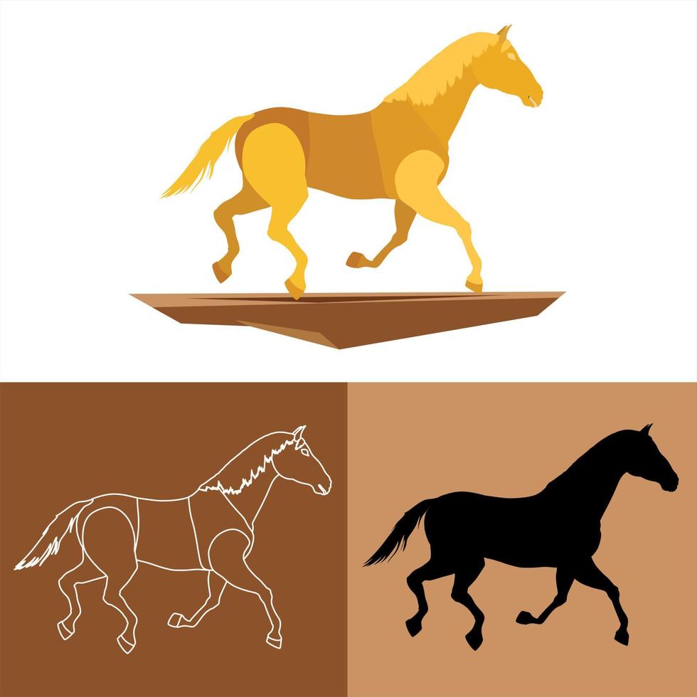 Golden horse silhouette vector body parts