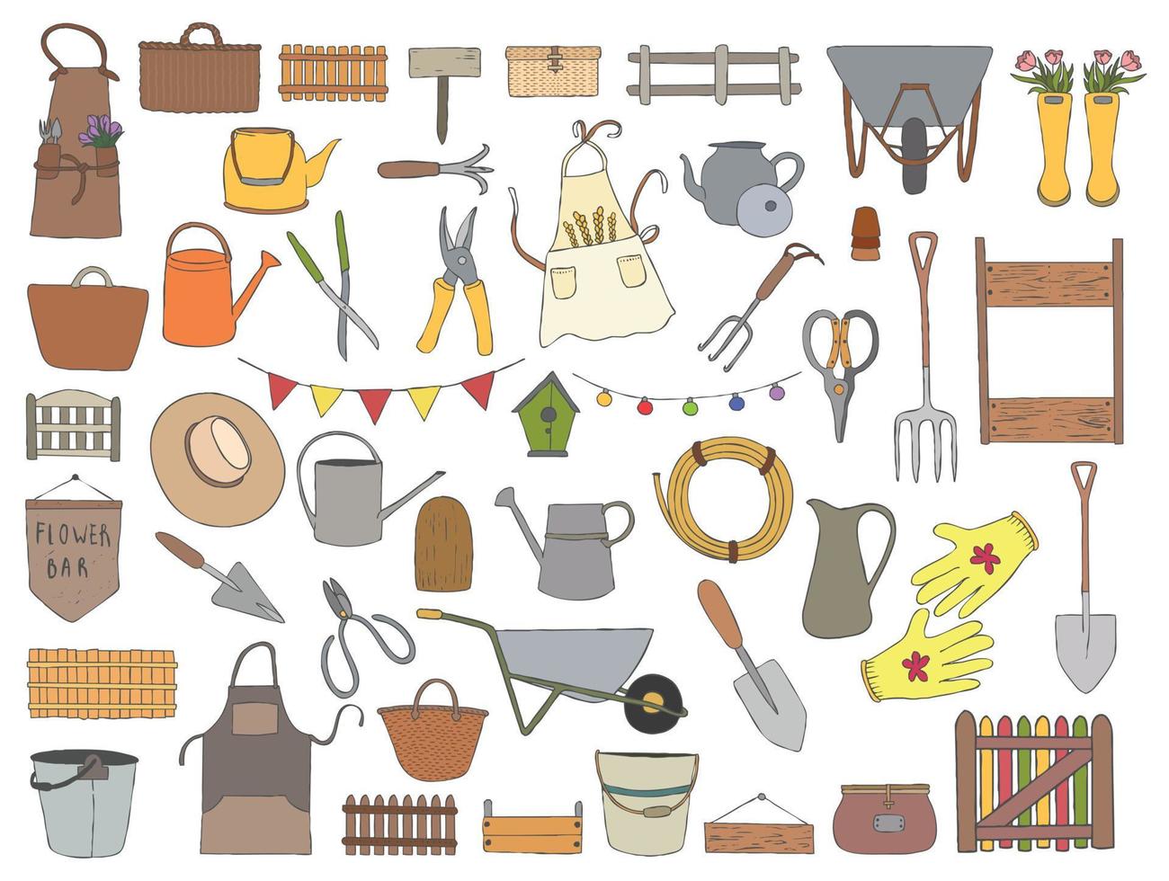 doodle vector icon for farming and farming tools.eps