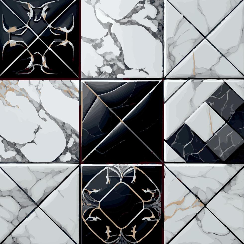 Set 9pcs light and dark marble tile texture, background template - Vector
