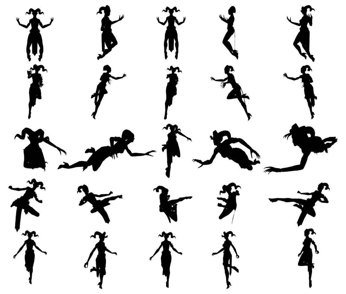 360 rotations of the female demon silhouette pose vector