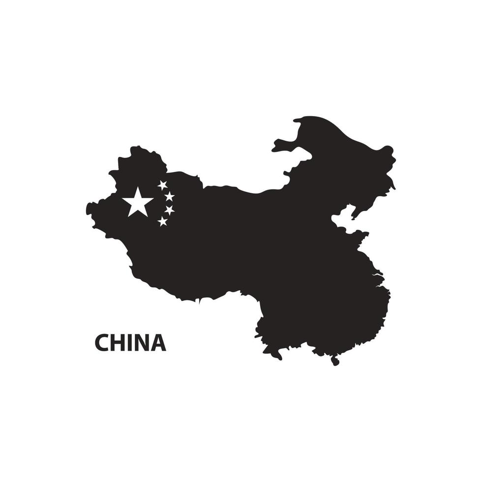 mapa vectorial de china con bandera. aislado, fondo blanco vector