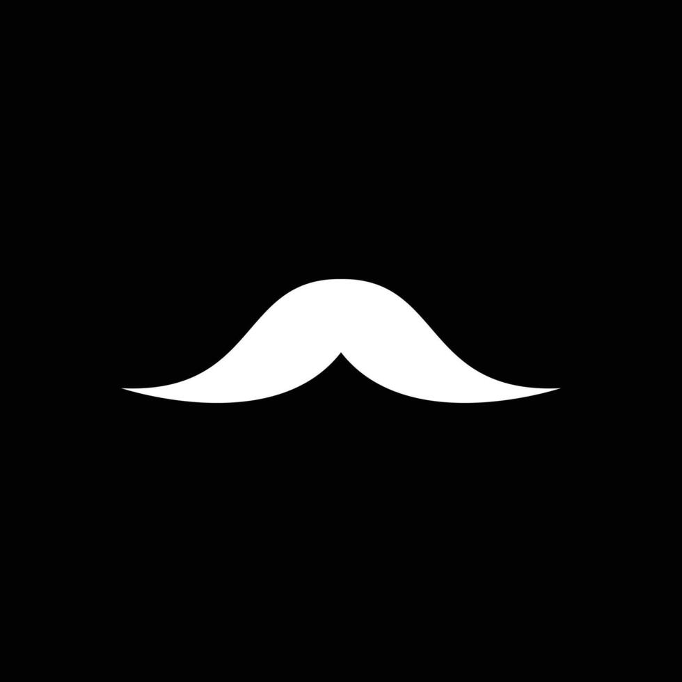 eps10 white vector Moustache solid art icon or logo isolated on black background. monochrome Hipster Mustache symbol in a simple flat trendy modern style for your website design, and mobile app