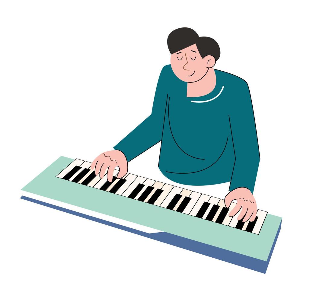 La gente de carácter hobby toca la ilustración del vector del teclado