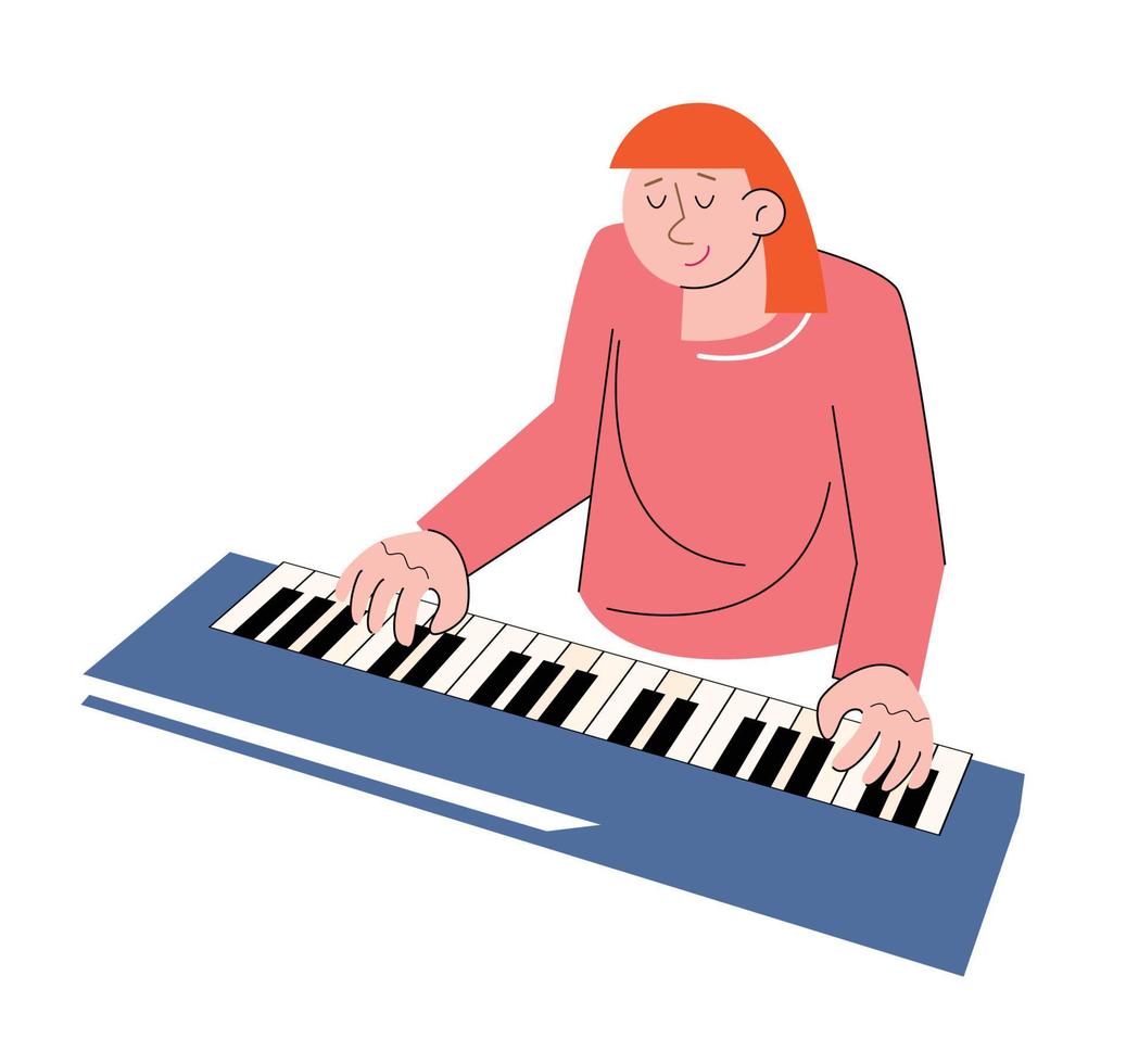 La gente de carácter hobby toca la ilustración del vector del teclado