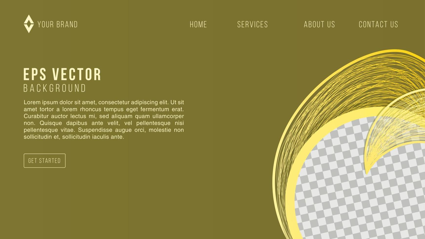 Yellow on brown vector cover web template with wavy lines. Smart design for business ads. Vector Abstract, science, futuristic, energy technology concept