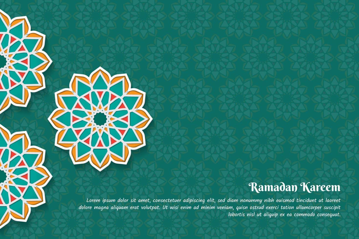 Colorful mandala design in green pattern background for ramadan kareem template design vector