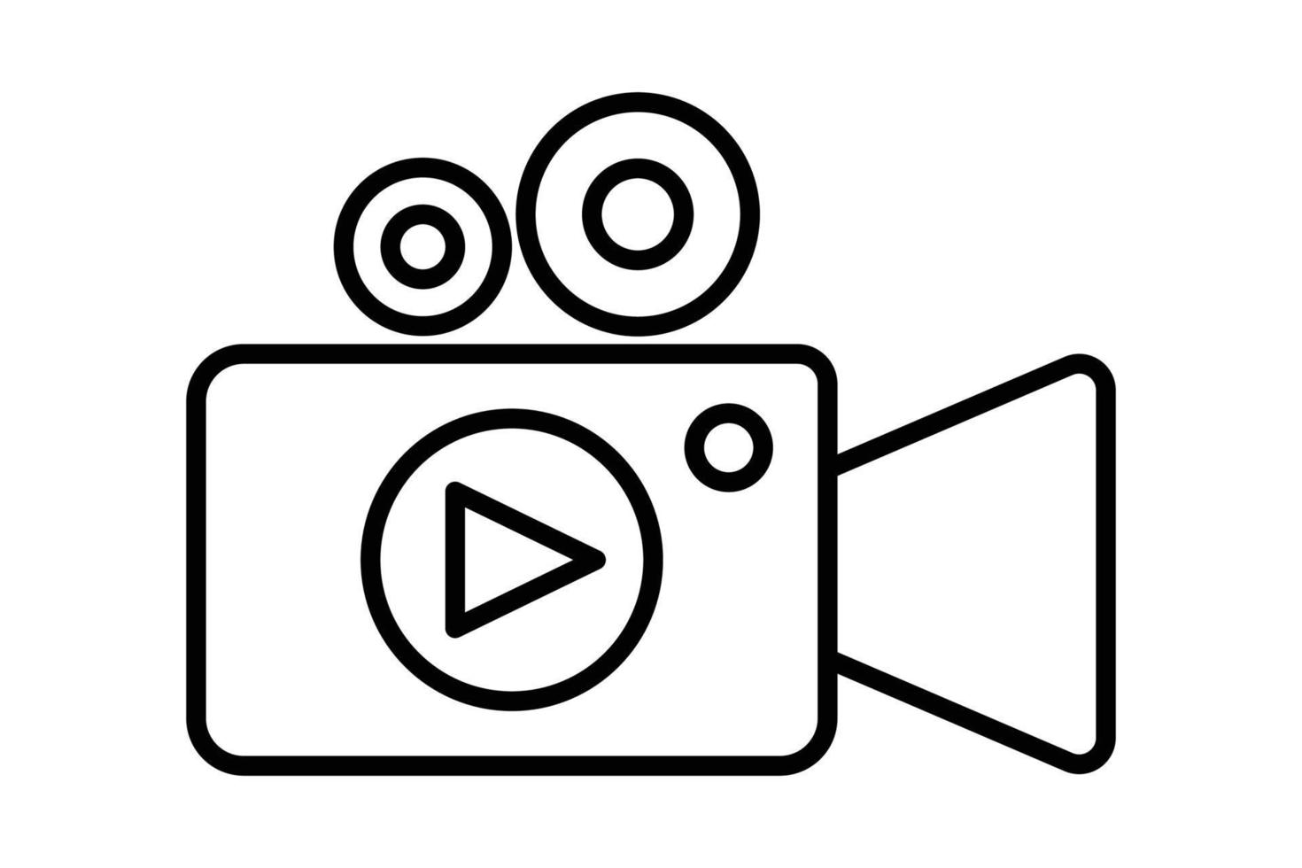 Play camera video icon illustration. icon related to multimedia. Line icon style. Simple vector design editable