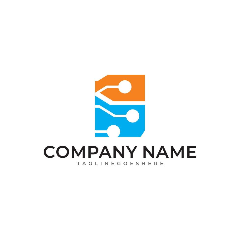 Simple square technology logo vector template.