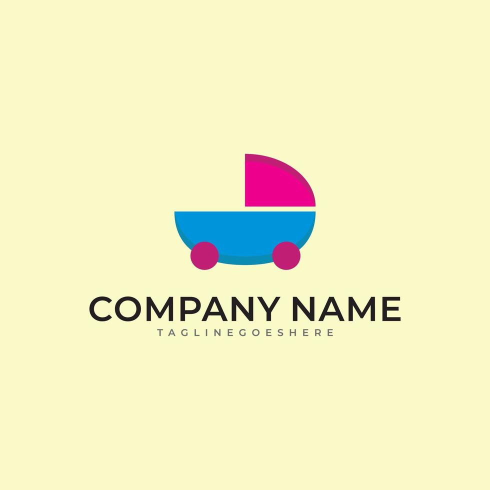 Simple baby stroller logo icon vector template.