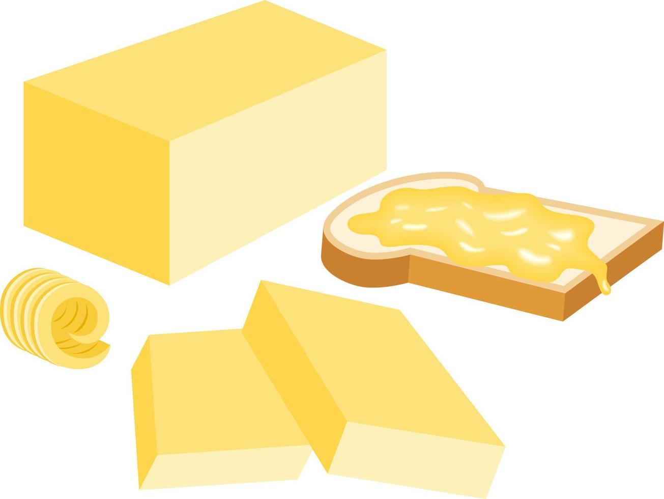 Set of butter and bread slice vector