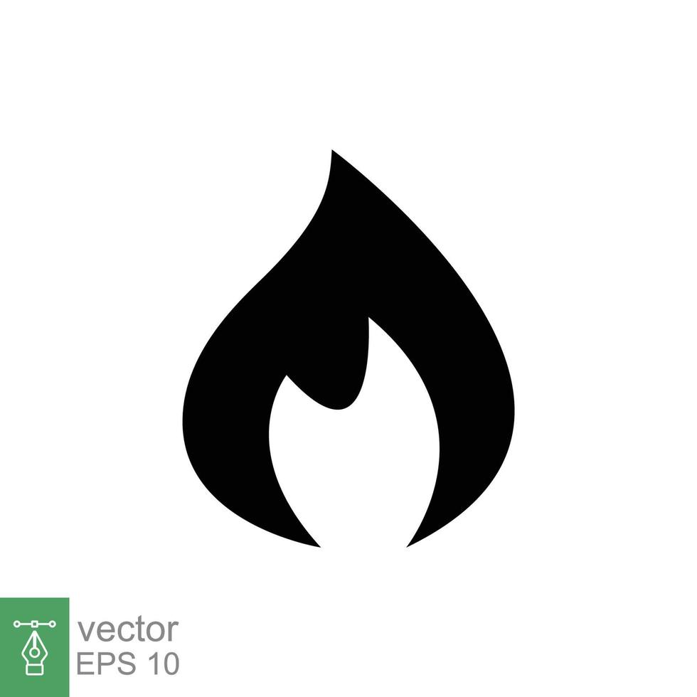 Fire flame icon. Simple flat style. Passion symbol, flammable logo, grill, heat, hot, burn warning concept, silhouette sign. Vector illustration design isolated on white background. EPS 10.