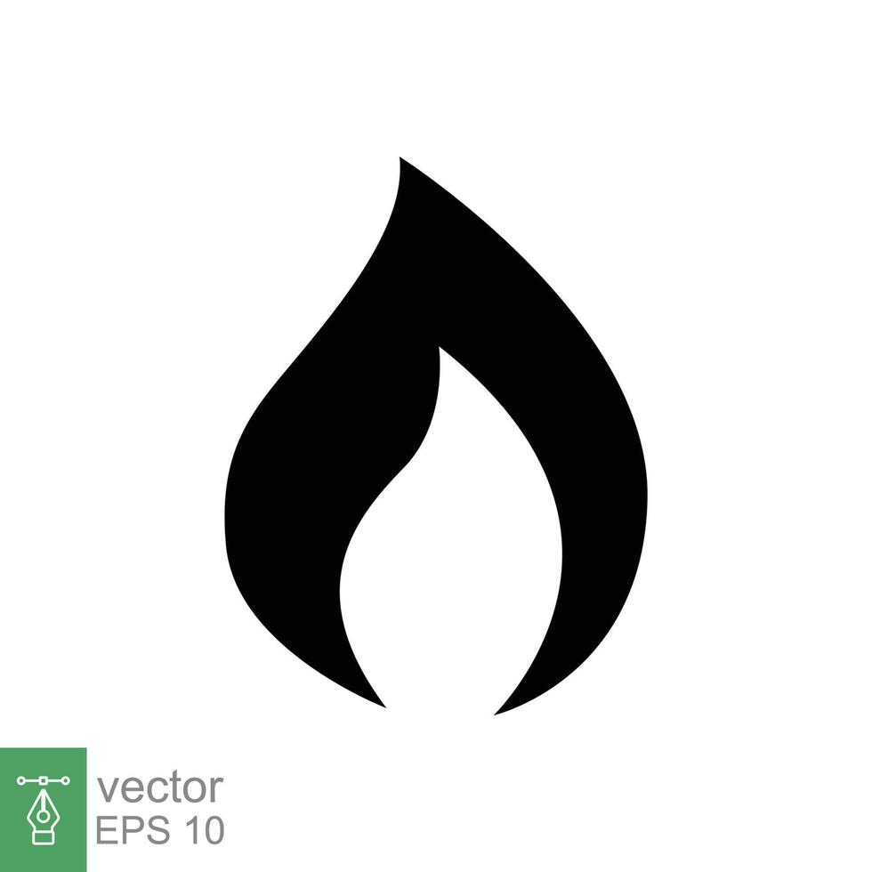 Fire flame icon. Simple flat style. Passion symbol, flammable logo, grill, heat, hot, burn warning concept, silhouette sign. Vector illustration design isolated on white background. EPS 10.