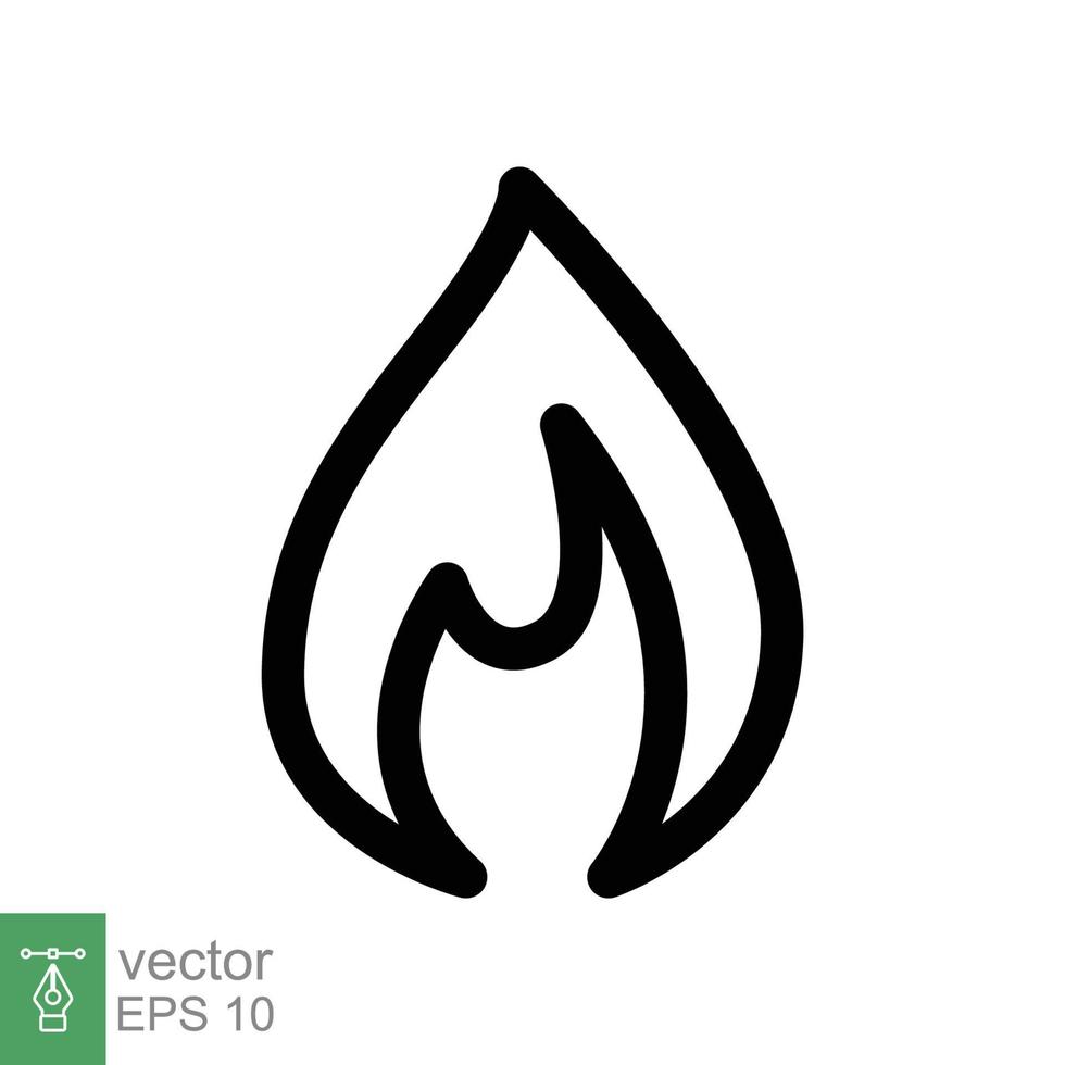 Fire flame line icon. Simple outline style. Passion symbol, flammable logo, grill, heat, hot, burn warning concept, light sign. Vector illustration design isolated on white background. EPS 10.