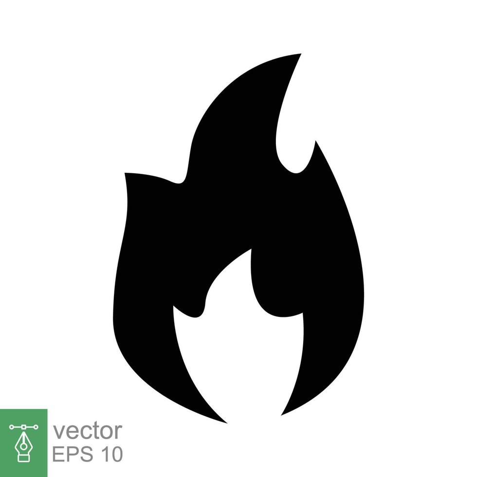 Fire flame icon. Simple flat style. Passion symbol, flammable logo, grill, heat, hot, burn warning concept, silhouette sign. Vector illustration design isolated on white background. EPS 10.