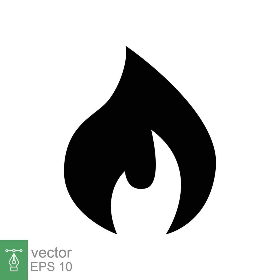Fire flame icon. Simple flat style. Passion symbol, flammable logo, grill, heat, hot, burn warning concept, silhouette sign. Vector illustration design isolated on white background. EPS 10.