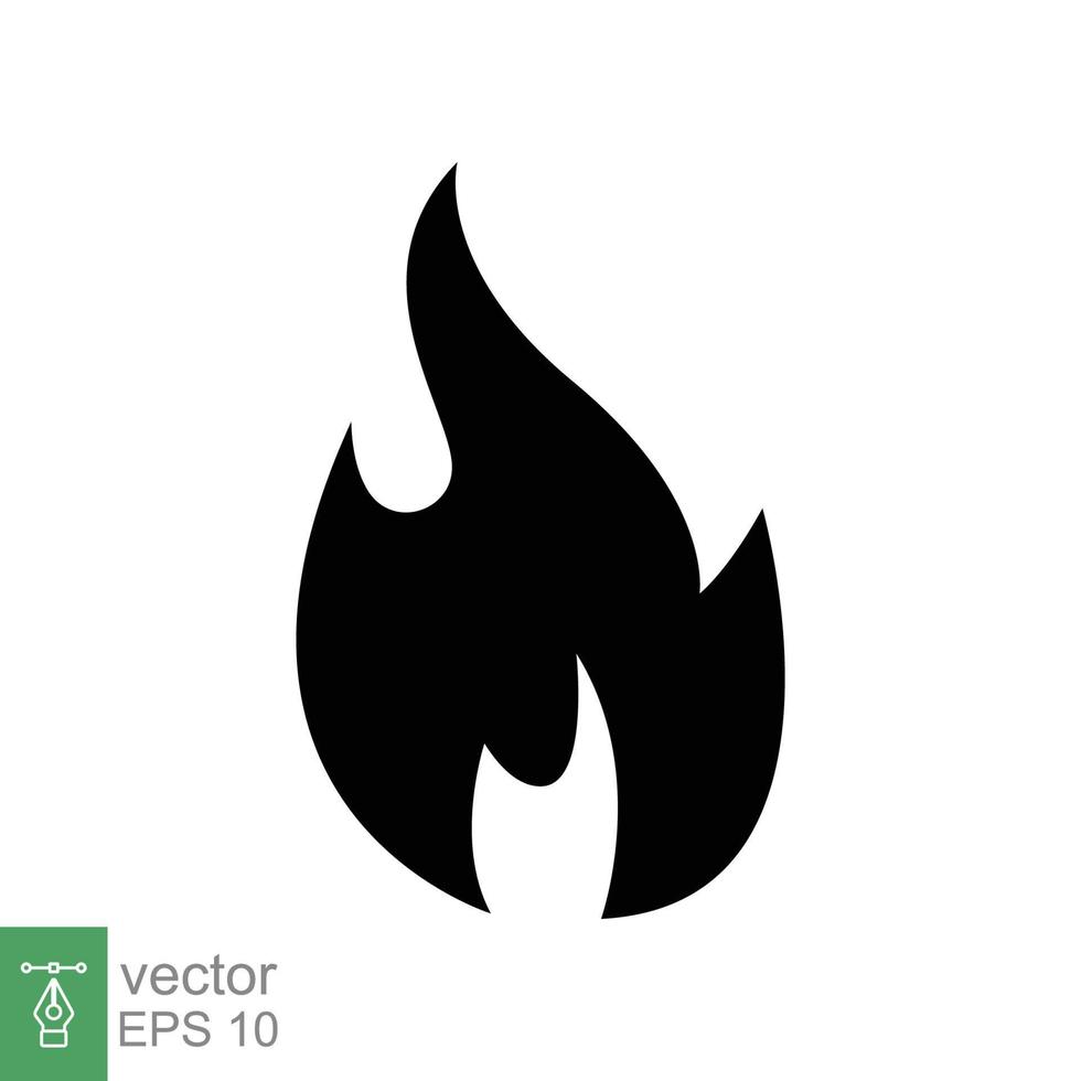 icono de llama de fuego. estilo plano sencillo. símbolo de pasión, logotipo inflamable, parrilla, calor, calor, concepto de advertencia de quemadura, signo de silueta. diseño de ilustración vectorial aislado sobre fondo blanco. eps 10. vector