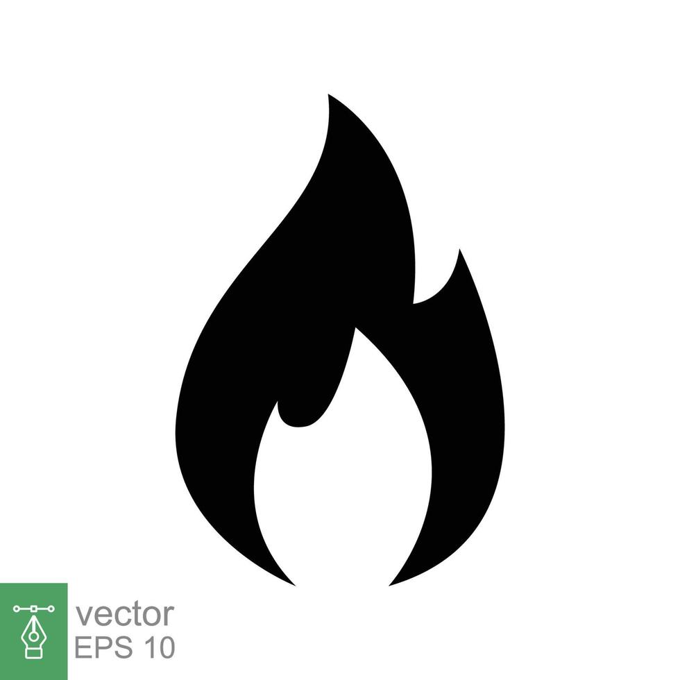 Fire flame icon. Simple flat style. Passion symbol, flammable logo, grill, heat, hot, burn warning concept, silhouette sign. Vector illustration design isolated on white background. EPS 10.