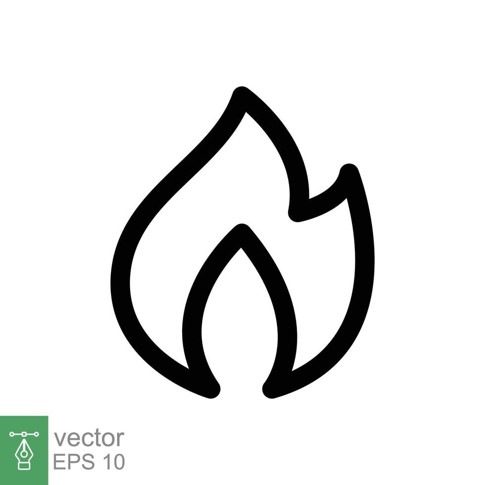 Fire flame line icon. Simple outline style. Passion symbol, flammable logo, grill, heat, hot, burn warning concept, light sign. Vector illustration design isolated on white background. EPS 10.