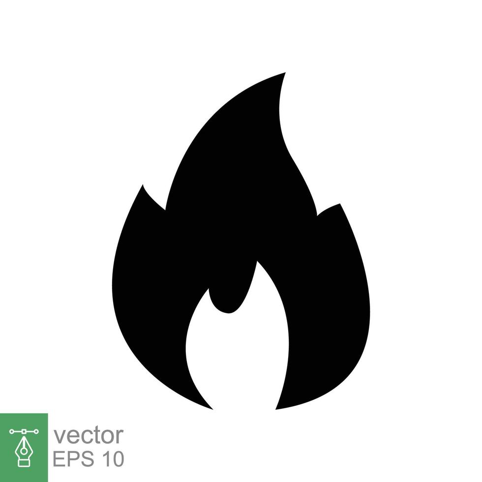 icono de llama de fuego. estilo plano sencillo. símbolo de pasión, logotipo inflamable, parrilla, calor, calor, concepto de advertencia de quemadura, signo de silueta. diseño de ilustración vectorial aislado sobre fondo blanco. eps 10. vector