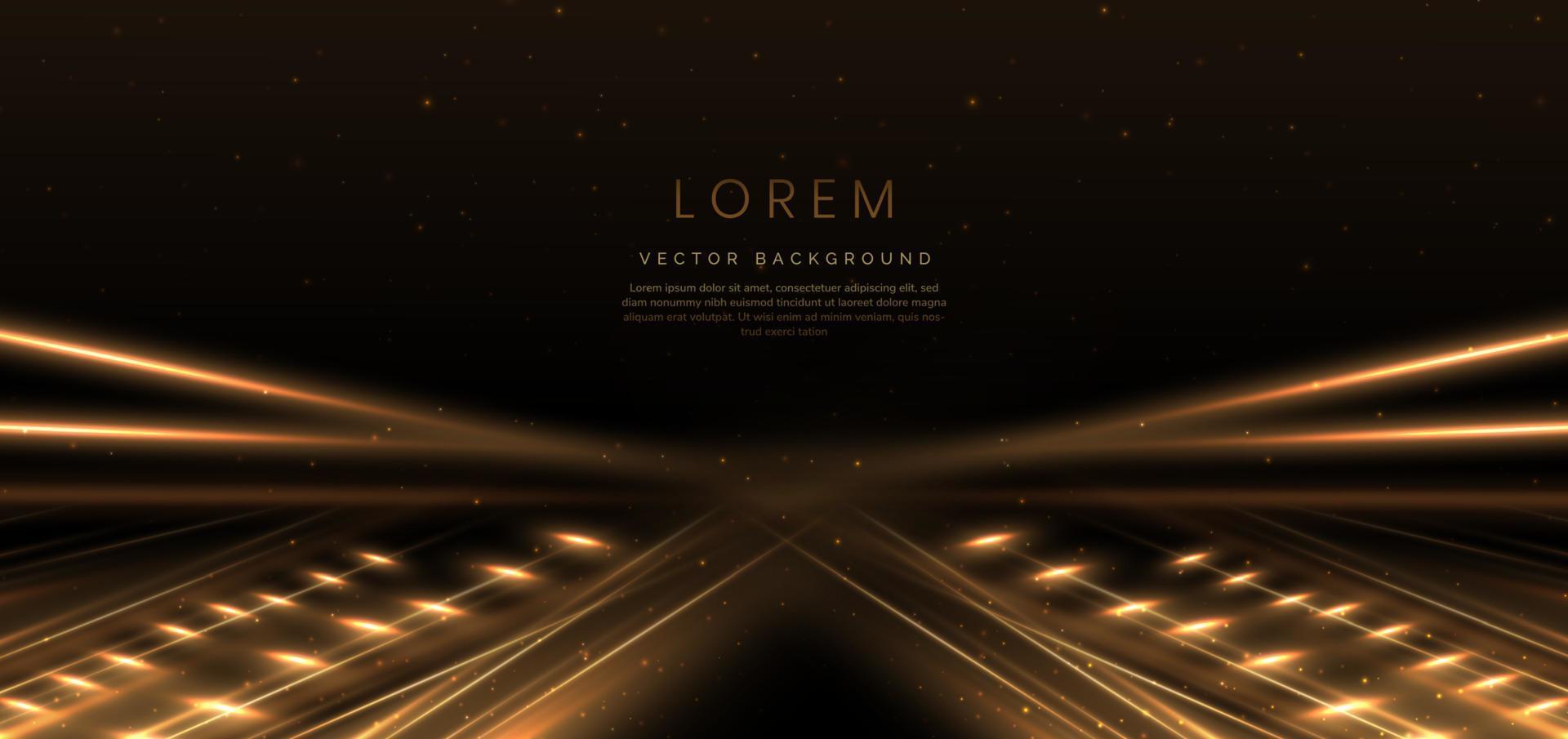 Elegant scence golden triangle glowing with circle lighting effect and sparkle on black background. Template luxury premium award design. vector