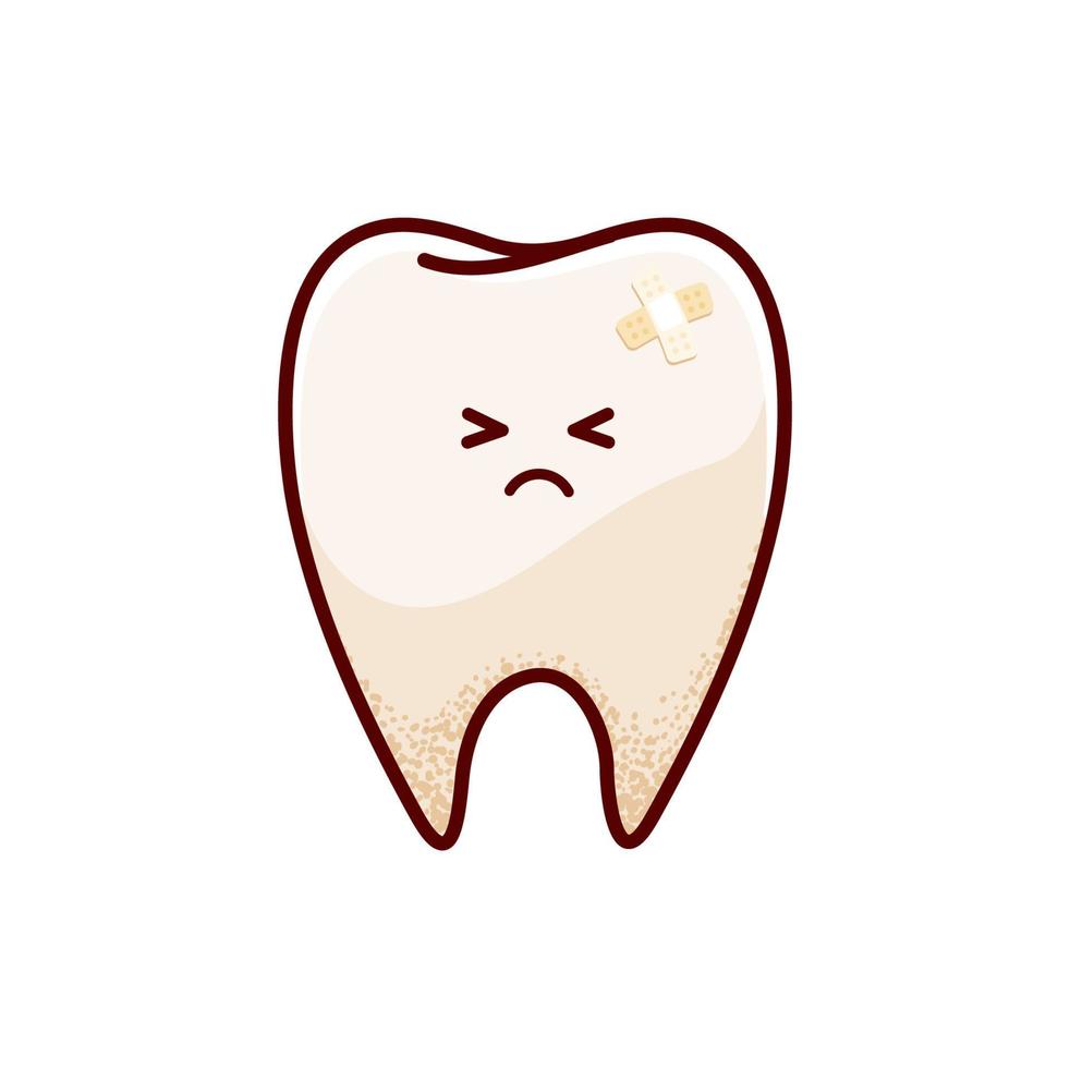 Cartoon sick and unhealthy tooth character vector