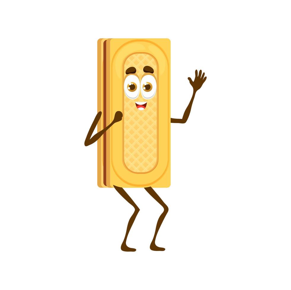 Cartoon cookie or waffle character, vector wafer