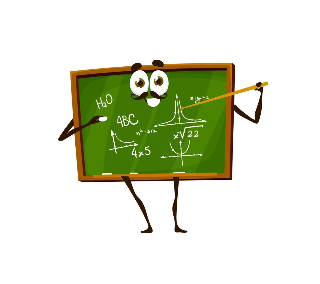 Cartoon schoolboard, chalkboard funny character vector