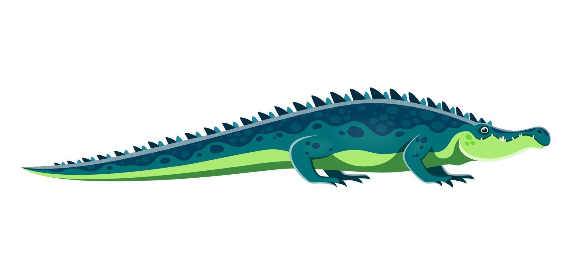 personaje cómico de dinosaurio sarcosushus de dibujos animados vector