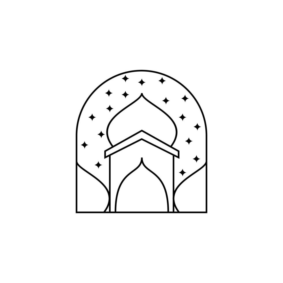 Line art mosque logo design vector. vector