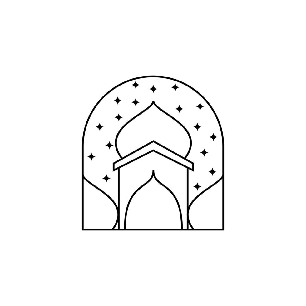 Line art mosque logo design vector. vector