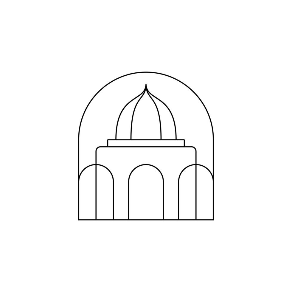 vector de diseño de logotipo de mezquita de arte lineal.