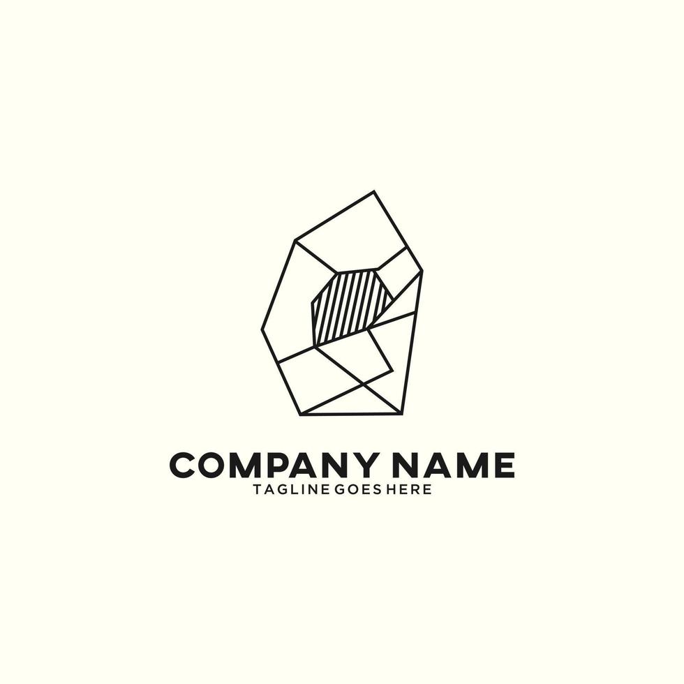 Stone line art minimalist vector logo illustration design.