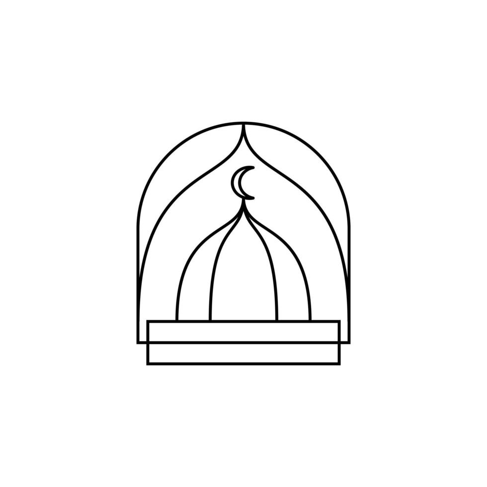 vector de diseño de logotipo de mezquita de arte lineal.