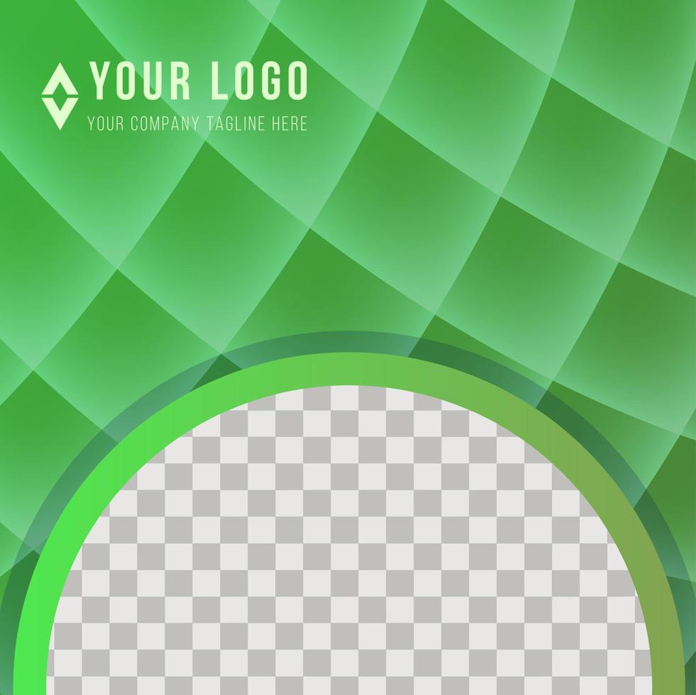 Abstract green geometric flyer with deep gradient and vanishing geometric shapes. Modern template for social media banner. Contemporary material design with paper cut out realistic shadow. vector