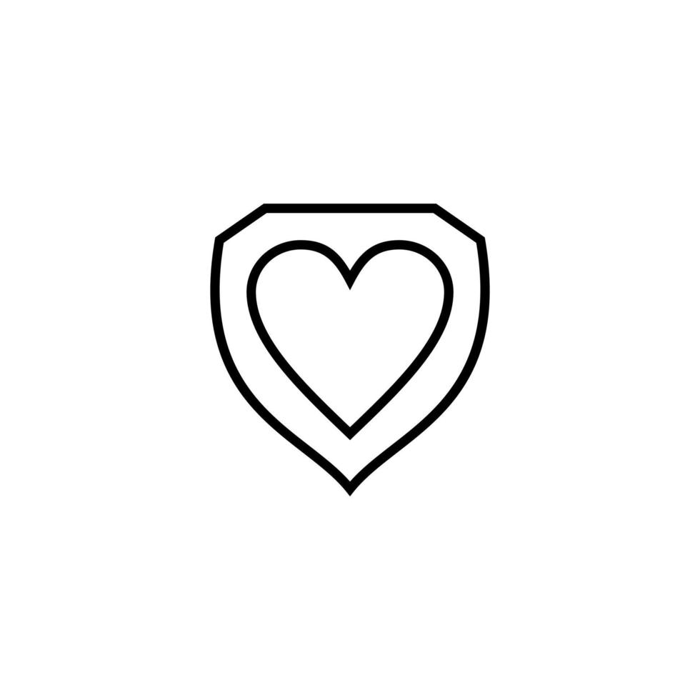 Heart shield logo vector with lineart style.
