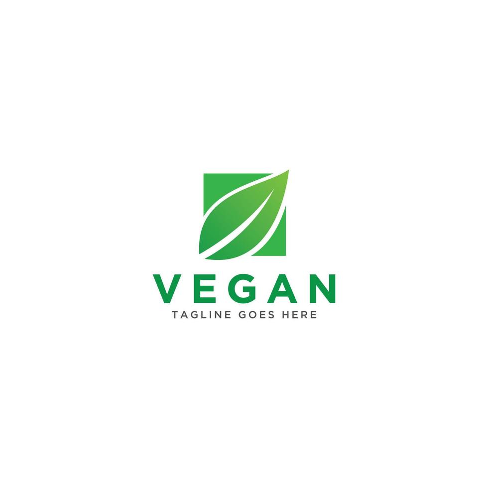 vector de logotipo vegano. ilustración verde natural con hojas para logotipo, pegatina y etiqueta.