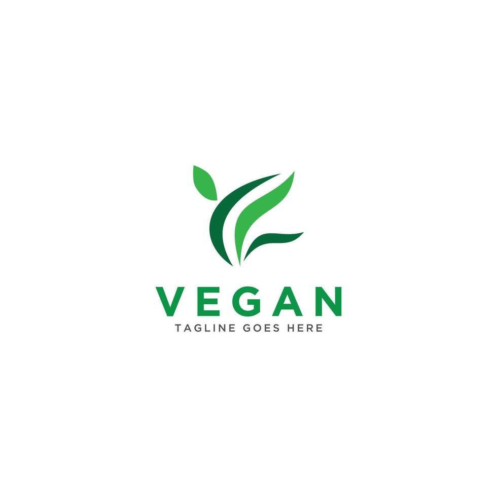Vegan logo vector. Nature green illustration with leaves for logo, sticker, and label. vector