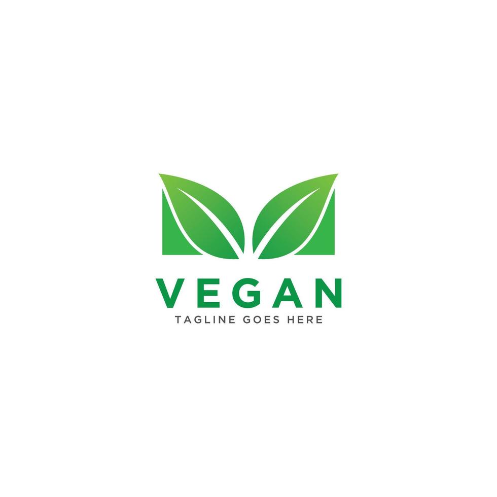 vector de logotipo vegano. ilustración verde natural con hojas para logotipo, pegatina y etiqueta.