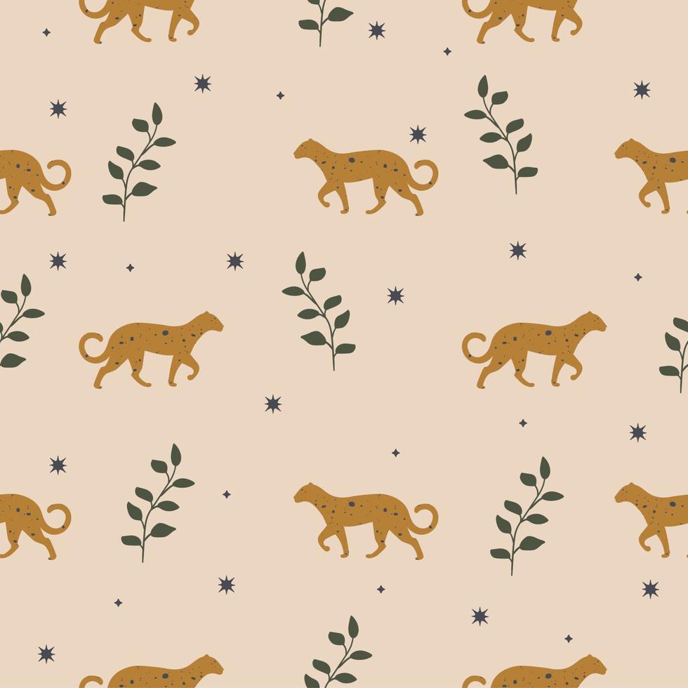 Seamless vector pattern background with leopard. Perfect for wallpapers, web page backgrounds, surface textures, textile.