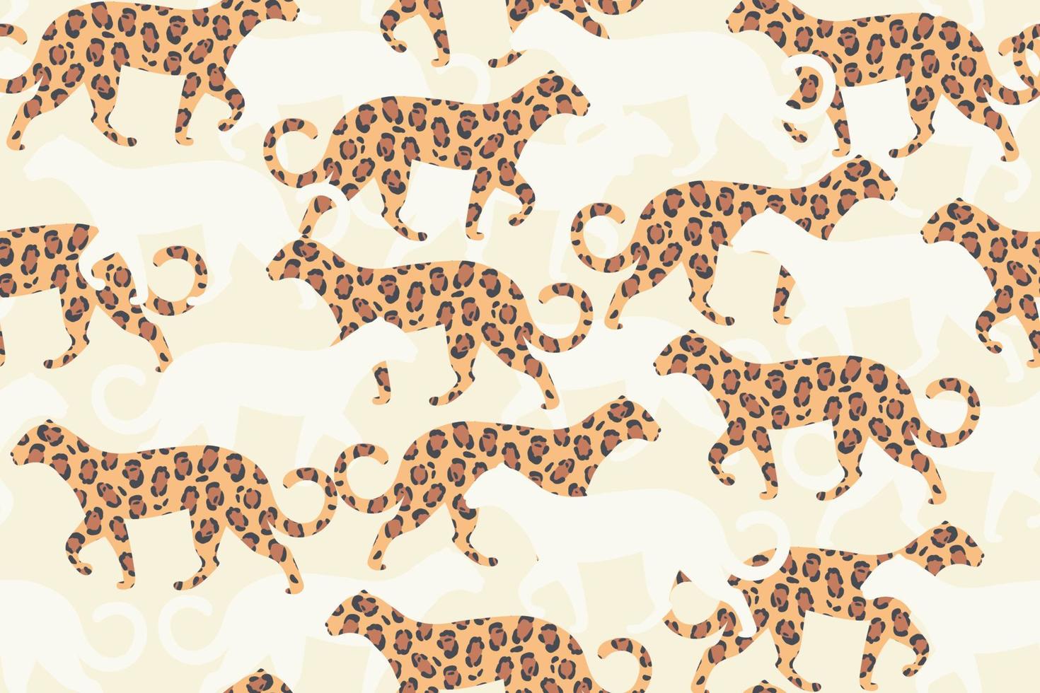 Vector seamless pattern with leopard illustration. Trendy style.
