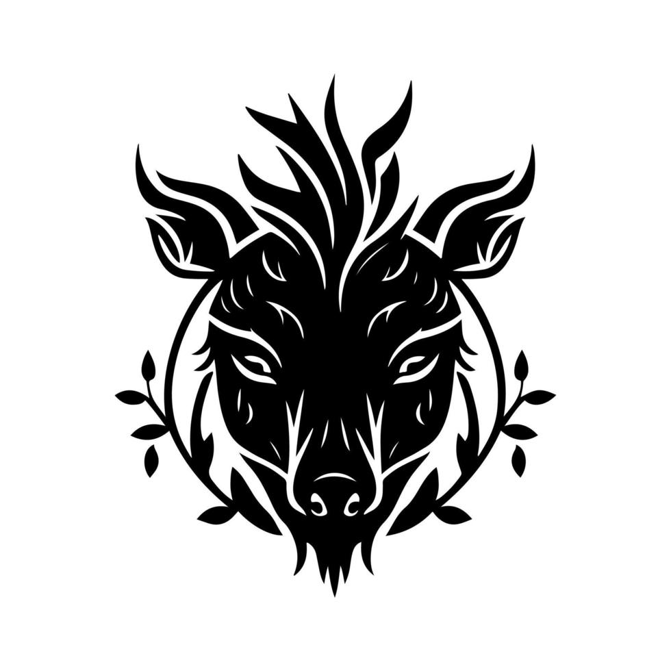 Tribal wild boar portrait. Ornamental vector image for logo, emblem, tattoo, embroidery, sublimation.