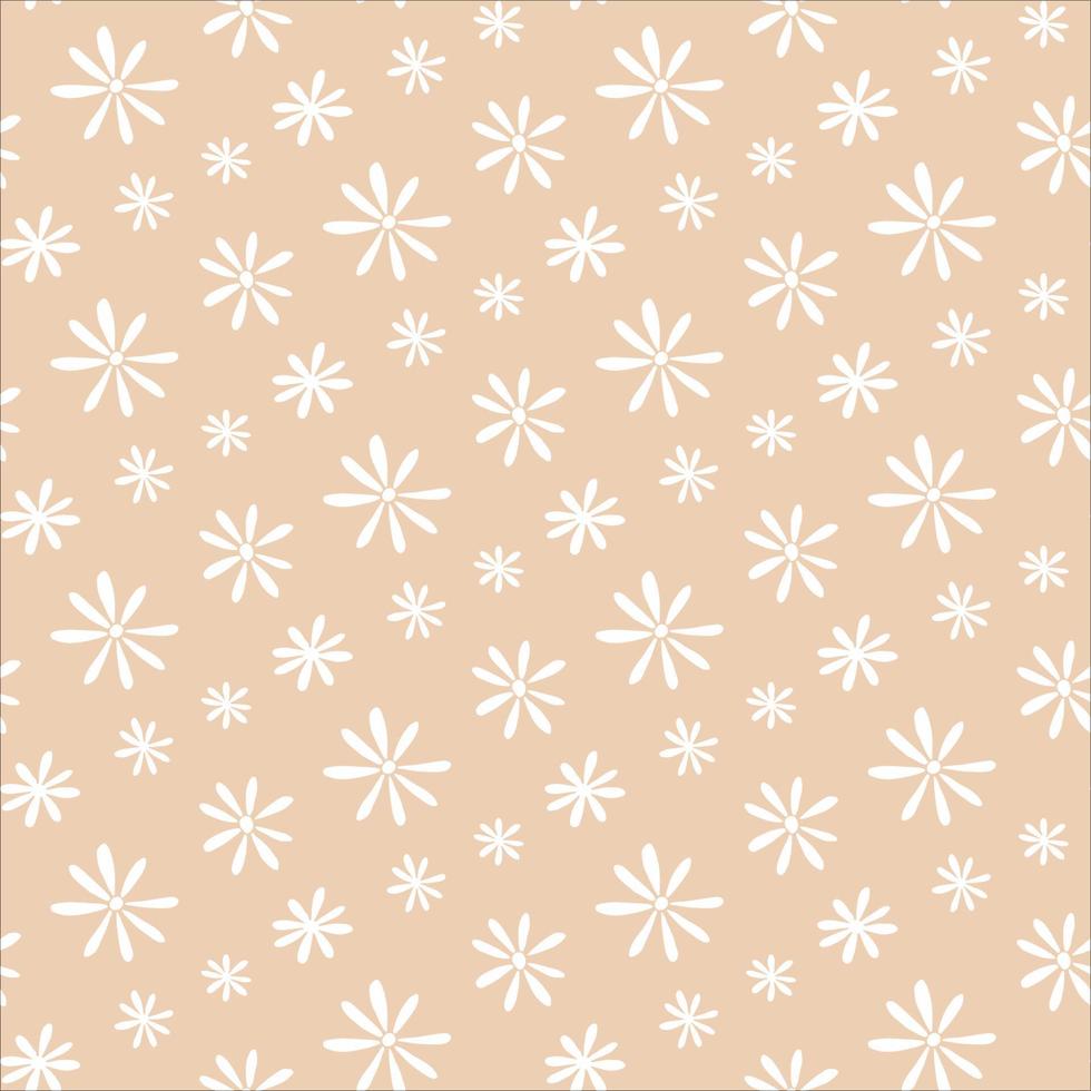 Seamless pattern with doodle daisy flower field. Simple design for surface and textile vector