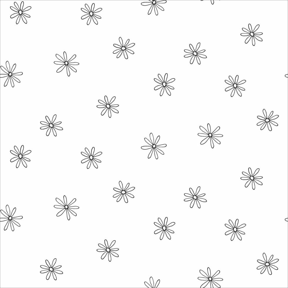 patrón sin costuras con campo de flores de margarita de garabato. diseño simple para superficie y textil vector